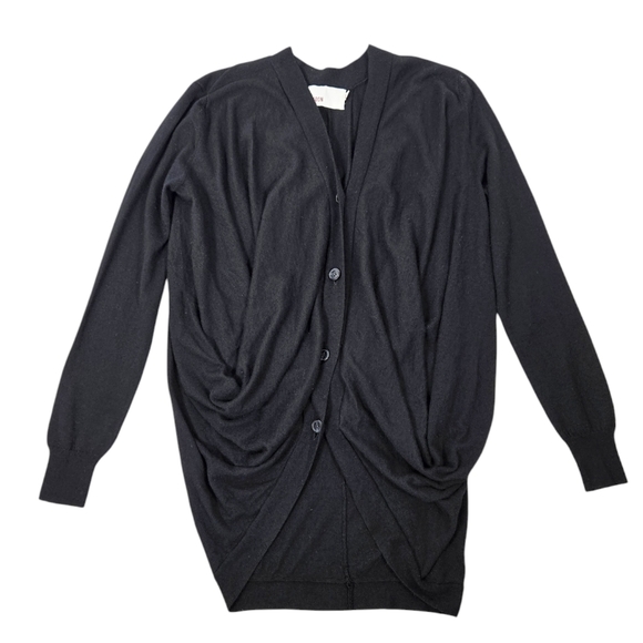 Yoon Cocoon Buttoned Down Black Draped Cardigan - Picture 7 of 13